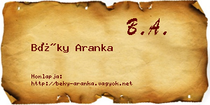 Béky Aranka névjegykártya